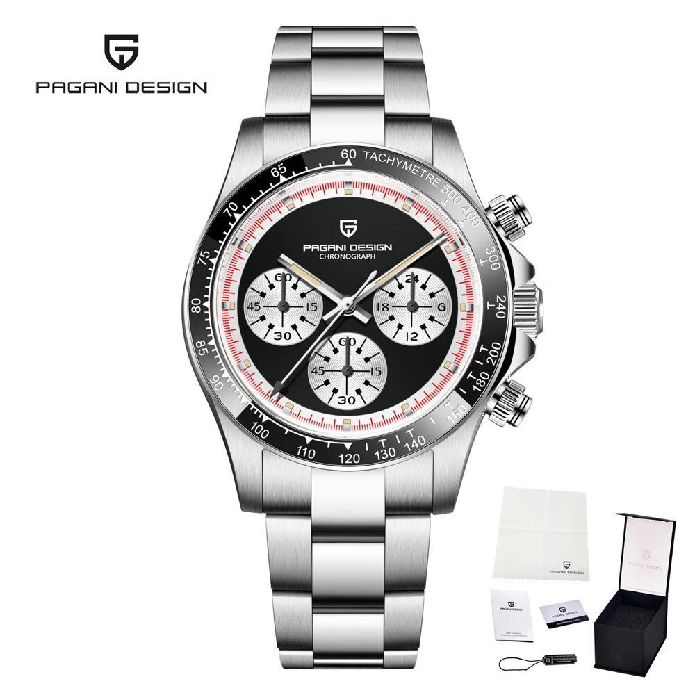 2026  New Men Quartz Wristwatch Fashion Ceramic Bezel Chronograph Stopwatch Waterproof 100M Stainless Watch for Men