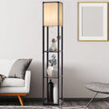 3-Ebene Standleuchte Regal Moderne Stehlampe Bodenlampe 26 X 26 X 160 Cm Schwarz