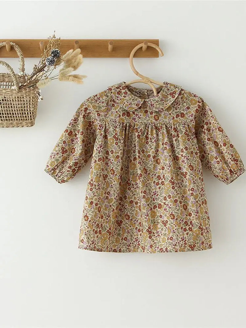 Fashion Baby Girl Dress Kids Clothes for Girls Long Sleeves Floral Blouse Dress for Girls Spring Summer Kids Dress for 0-6Y