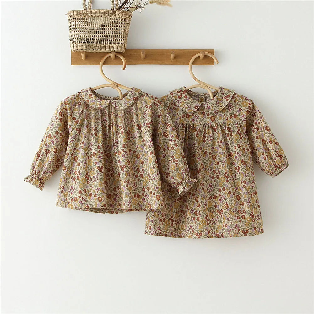 Fashion Baby Girl Dress Kids Clothes for Girls Long Sleeves Floral Blouse Dress for Girls Spring Summer Kids Dress for 0-6Y