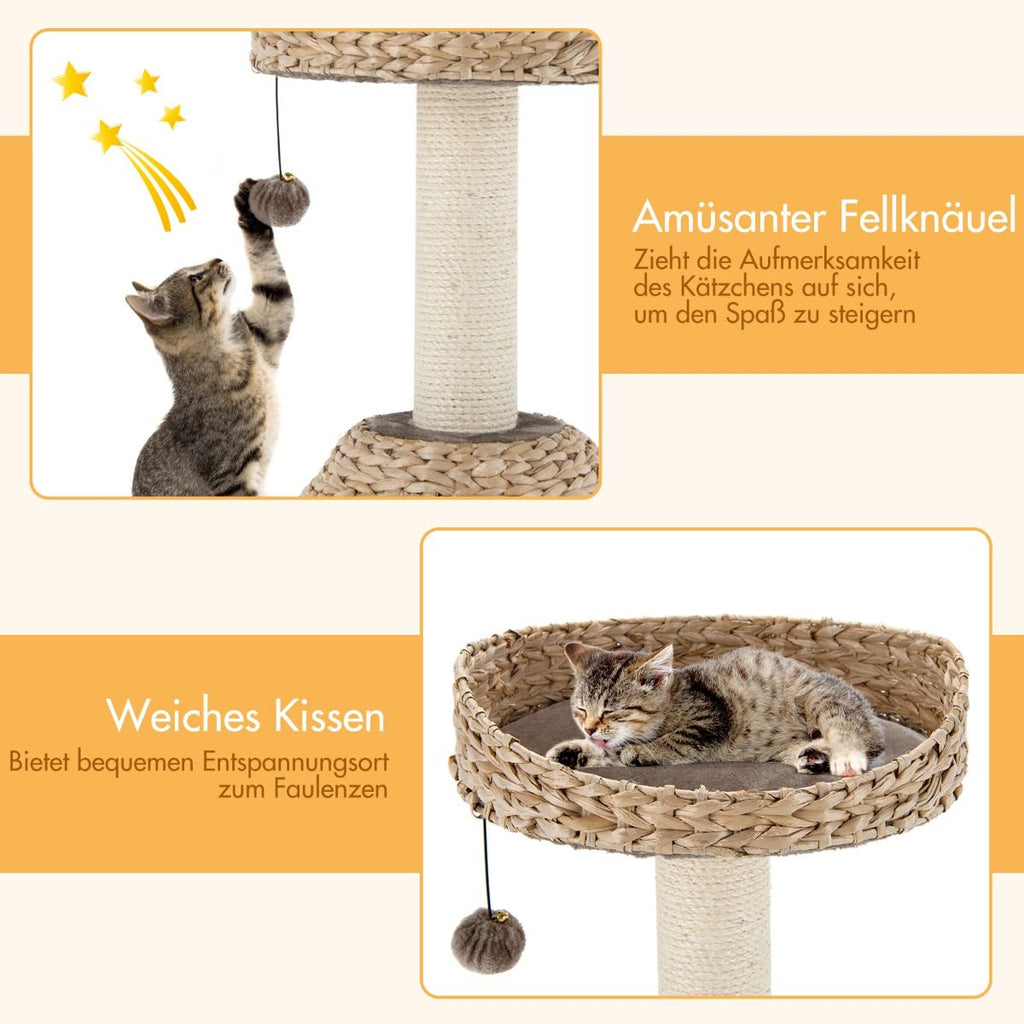 Klein Katzenbaum Mit Höhle & Natürlichem Sisal & Handgefertigter Korb Φ 48 X 70,5 Cm