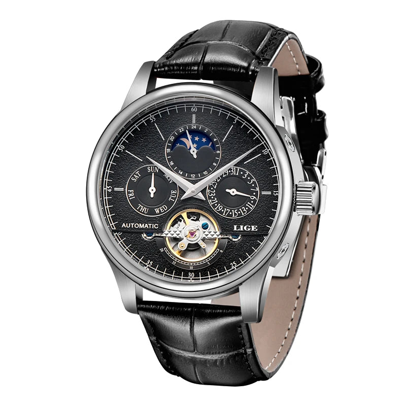 Men Watches Automatic Mechanical Watch Tourbillon Clock Genuine Leather Waterproof Watch Men Military Wristwatch Man