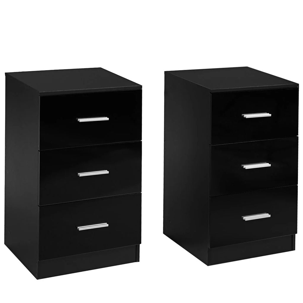 2Er Set Nachttisch Mit 3 Schubladen Büroschränke 37 X 34 X 66,5 Cm Schwarz
