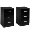 2Er Set Nachttisch Mit 3 Schubladen Büroschränke 37 X 34 X 66,5 Cm Schwarz