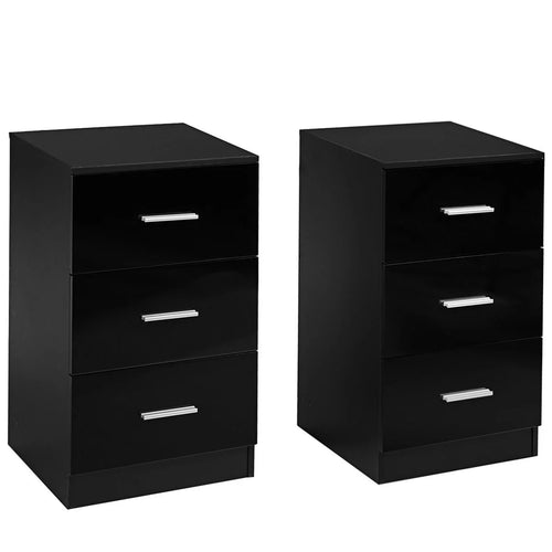 2Er Set Nachttisch Mit 3 Schubladen Büroschränke 37 X 34 X 66,5 Cm Schwarz