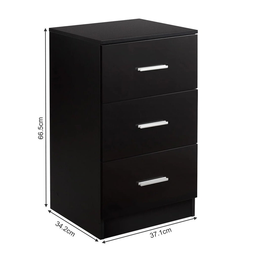 2Er Set Nachttisch Mit 3 Schubladen Büroschränke 37 X 34 X 66,5 Cm Schwarz