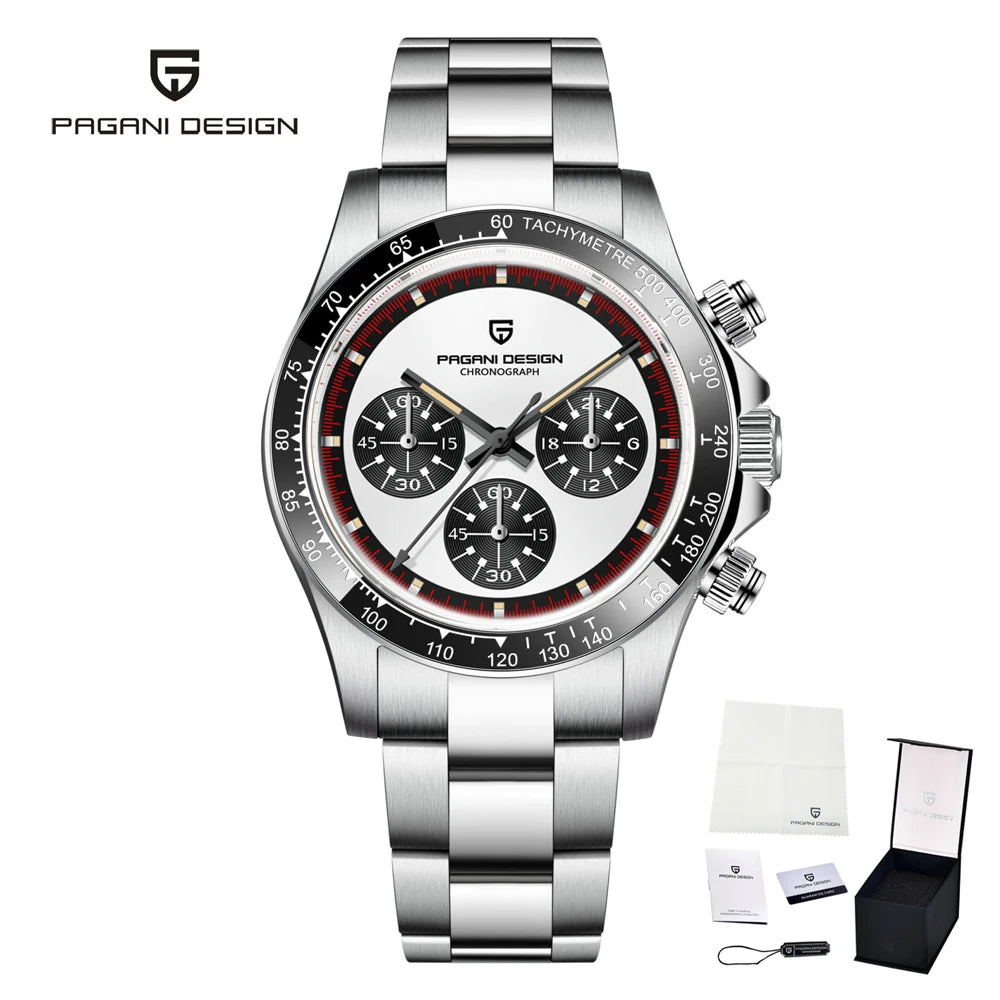 2026  New Men Quartz Wristwatch Fashion Ceramic Bezel Chronograph Stopwatch Waterproof 100M Stainless Watch for Men