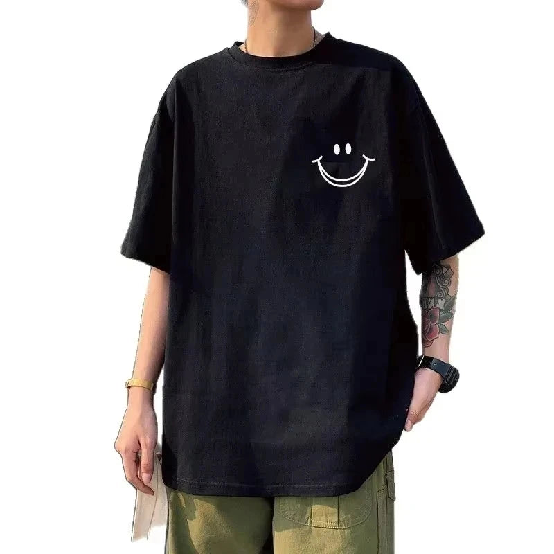 Men's Summer 100_ Cotton Fashion Sports Leisure Loose Golf Player Pattern Printed Round Neck Short Sleeve T-shirt Top Unisex