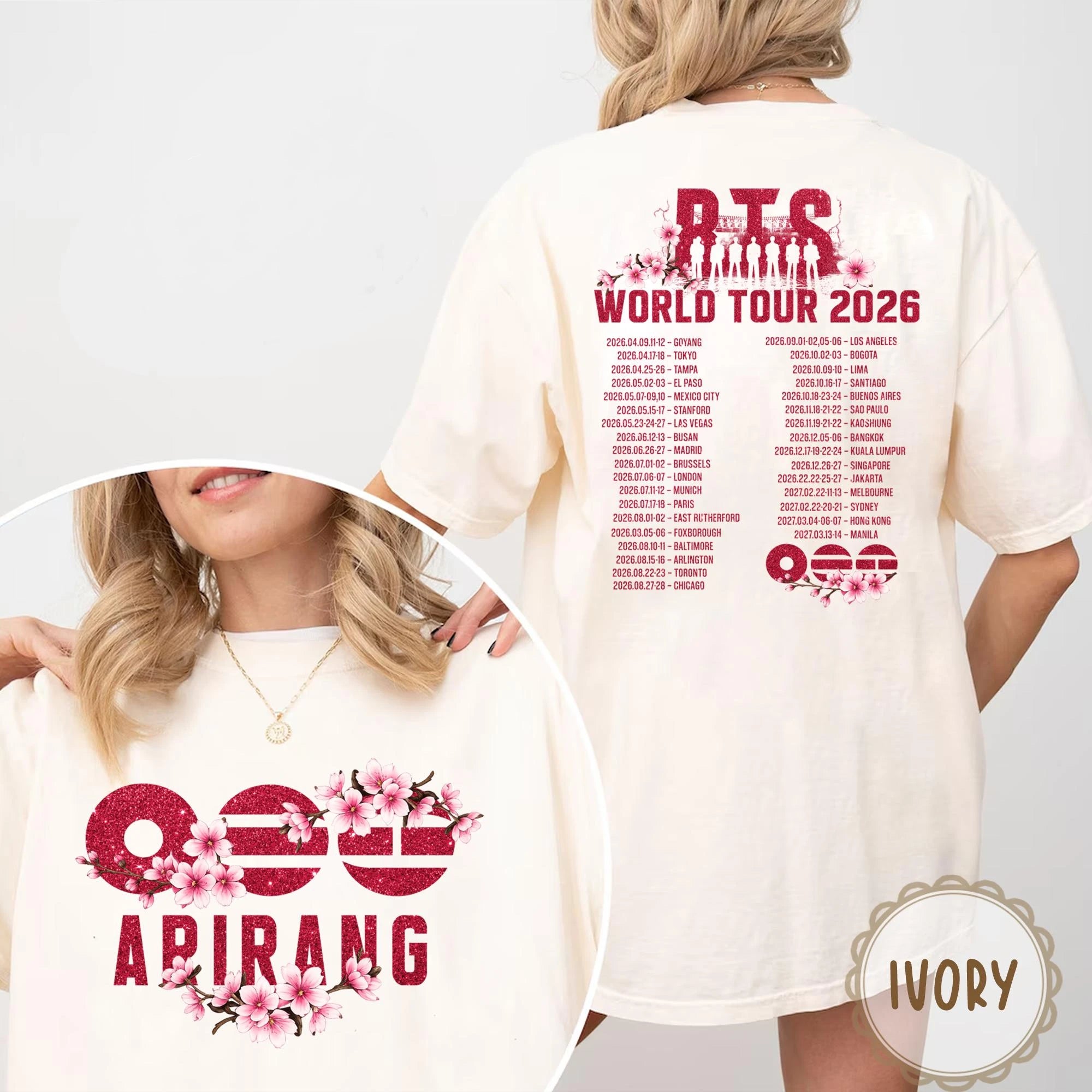 BTS Arirang World Tour 2026 Unisex Shirt Kpop Korean Style Summer New 100%Cotton Men's Women's Y2k Streetwear Tshirt Fan Gift