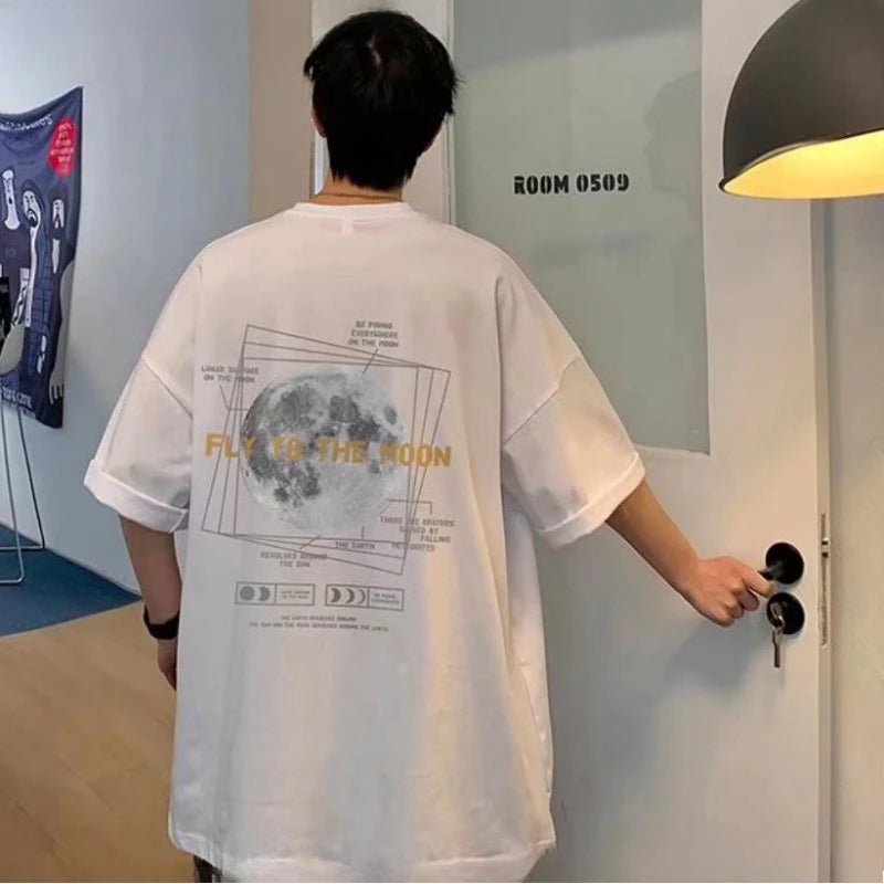 Korean Style Moon Print T-Shirt