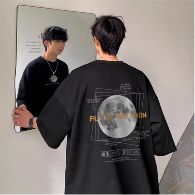 Korean Style Moon Print T-Shirt