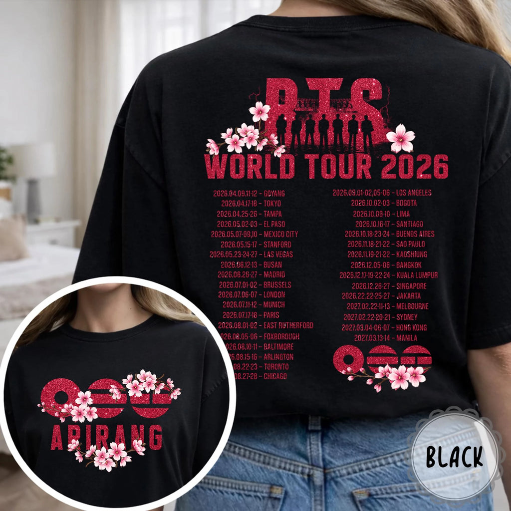 BTS Arirang World Tour 2026 Unisex Shirt Kpop Korean Style Summer New 100%Cotton Men's Women's Y2k Streetwear Tshirt Fan Gift