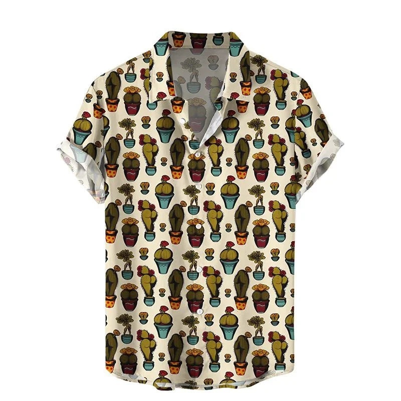 2026 New 3D Style Mushroom Printed Shirts For Men Fashion Cool Shirts Anime Mens Hawaiian Short Shirts Clothes Loose Tops