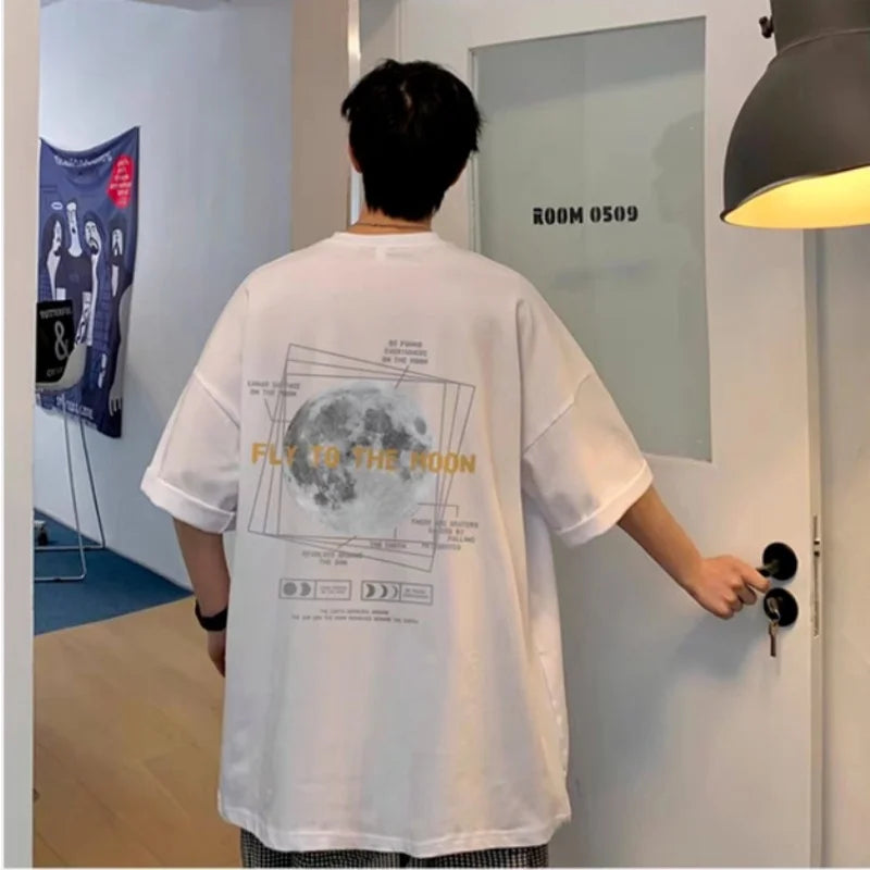 Korean Style Moon Print T-Shirt