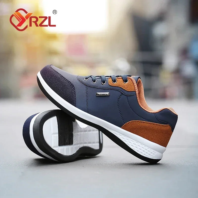 YRZL Man Shoes Spring Autumn Waterproof Walking Sneakers Leisure Male Leather Sports Shoes Non-Slip Footwear Tennis for Men