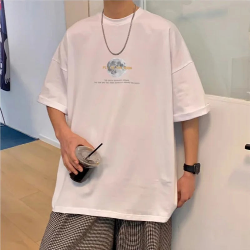 Korean Style Moon Print T-Shirt