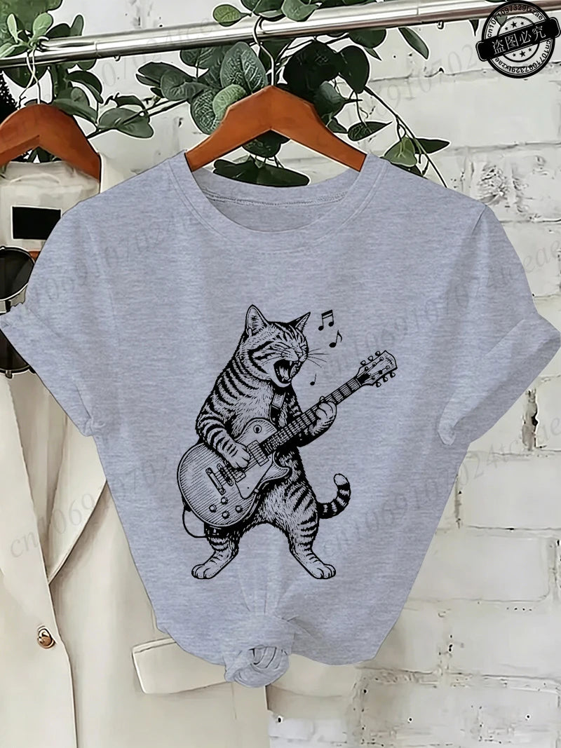 Drummer Cat Graphic T-Shirt