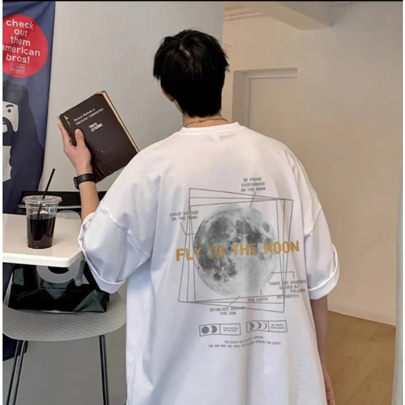 Korean Style Moon Print T-Shirt