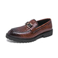 STRONGSHEN Men Leather Shoes Platform Loafers Thick-soled Patent Leather Wedding Shoes Formal Business Shoes Slip-on Casual Shoe