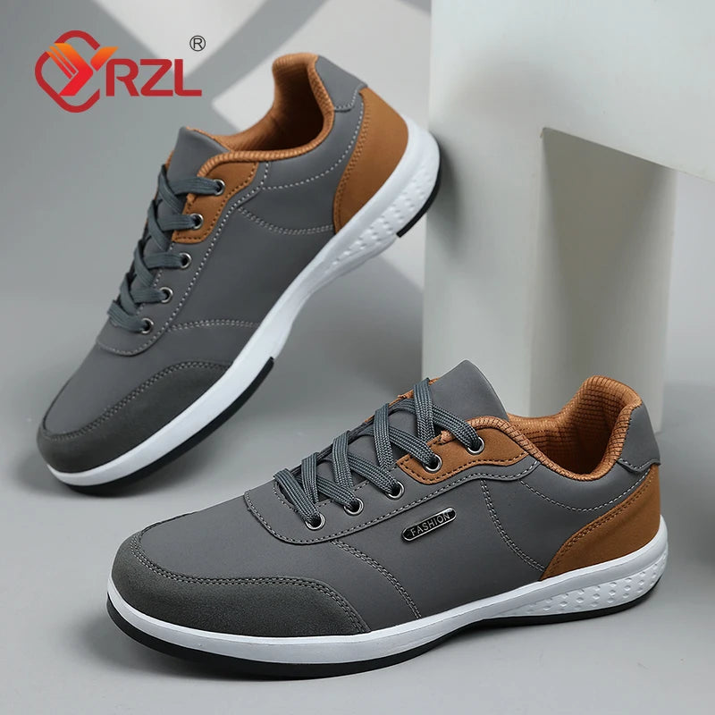 YRZL Man Shoes Spring Autumn Waterproof Walking Sneakers Leisure Male Leather Sports Shoes Non-Slip Footwear Tennis for Men