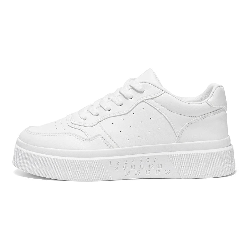 Walking White Leisure Running Sneakers Men Outdoor Leather Shoes Flat Classic Black Sports Shoes Lace up Skateboard Board Shoes