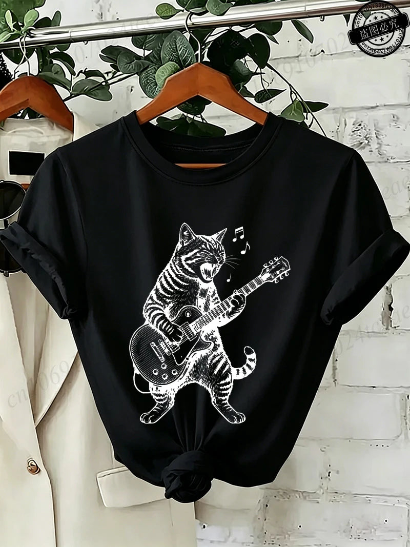 Drummer Cat Graphic T-Shirt