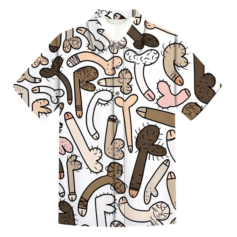 2026 New 3D Style Mushroom Printed Shirts For Men Fashion Cool Shirts Anime Mens Hawaiian Short Shirts Clothes Loose Tops