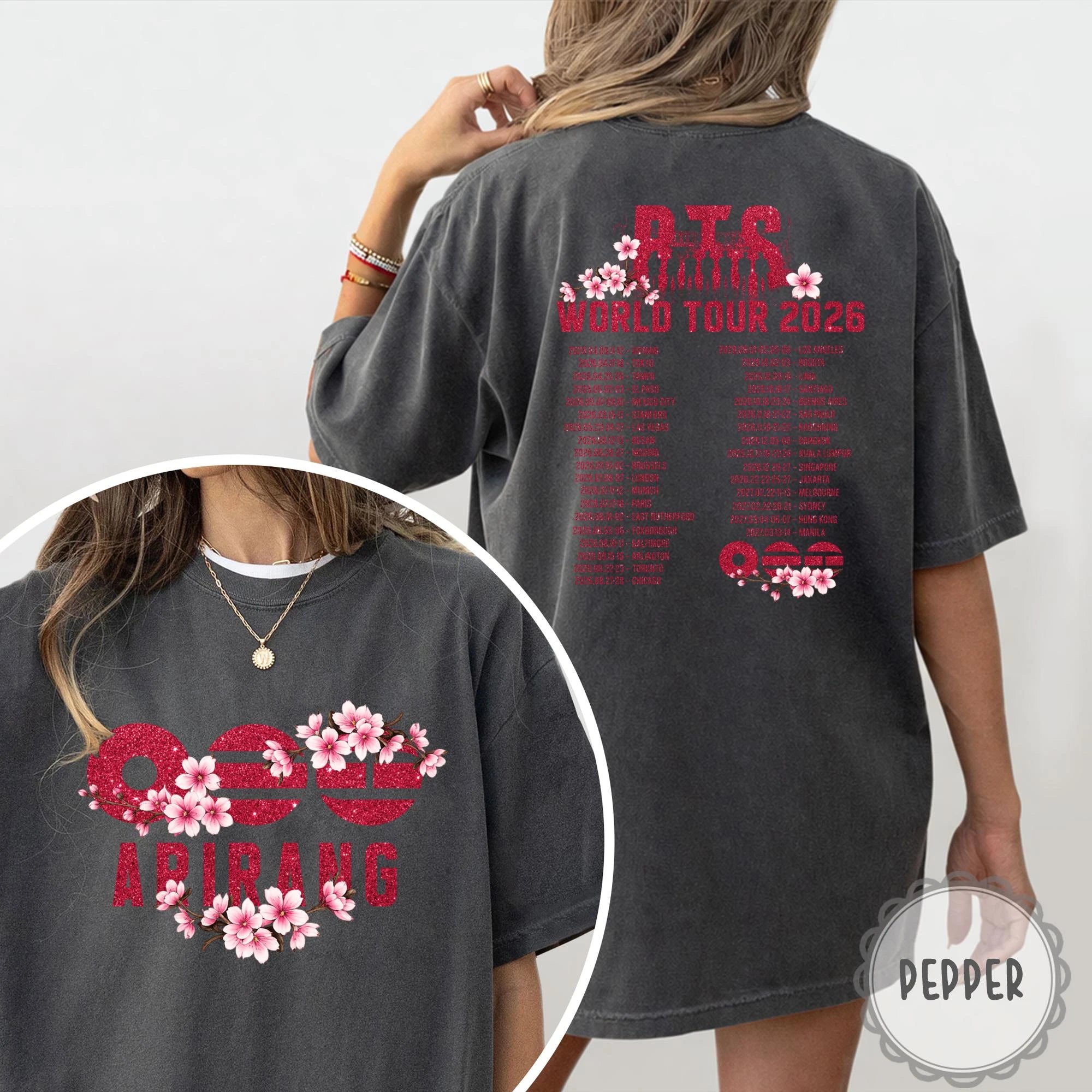 BTS Arirang World Tour 2026 Unisex Shirt Kpop Korean Style Summer New 100%Cotton Men's Women's Y2k Streetwear Tshirt Fan Gift