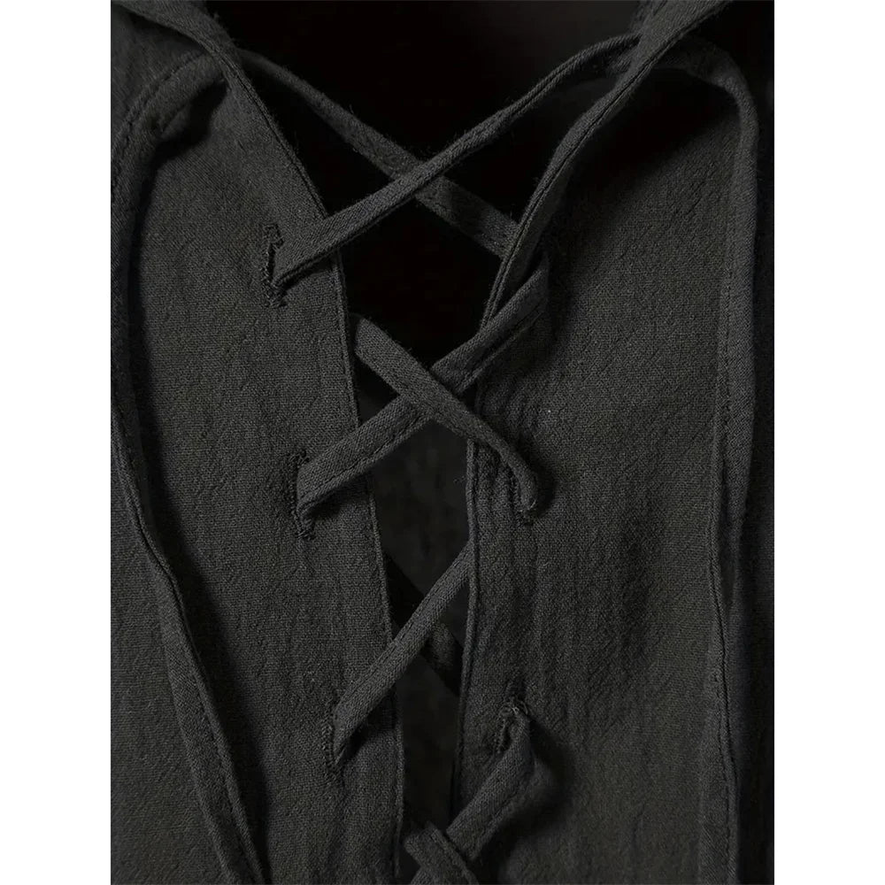 Men's Retro V-Neck Linen Shirt