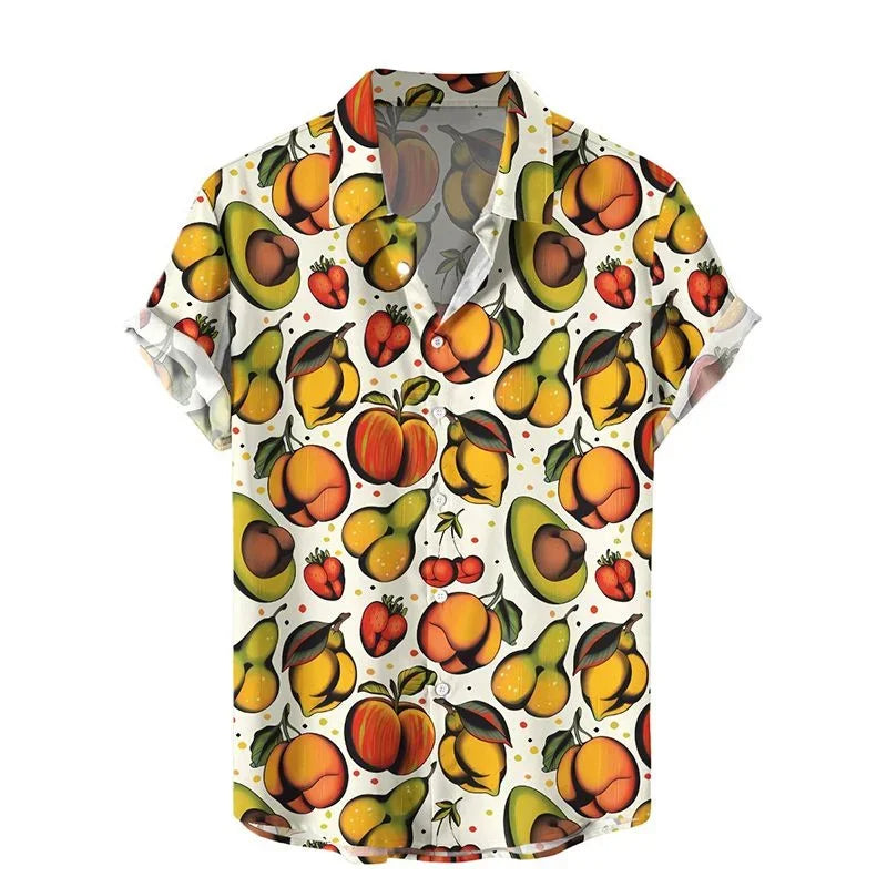 2026 New 3D Style Mushroom Printed Shirts For Men Fashion Cool Shirts Anime Mens Hawaiian Short Shirts Clothes Loose Tops