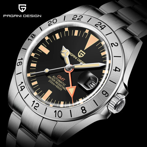 2026 New PAGANI DESIGN GMT Men Automatic Mechanical Watch Classic Retro Watch Stainless Steel 200M Waterproof Clock Reloj Hombre
