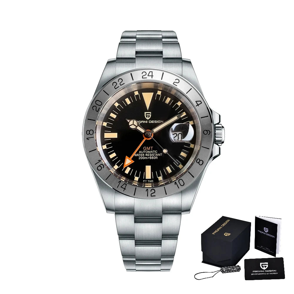 2026 New PAGANI DESIGN GMT Men Automatic Mechanical Watch Classic Retro Watch Stainless Steel 200M Waterproof Clock Reloj Hombre