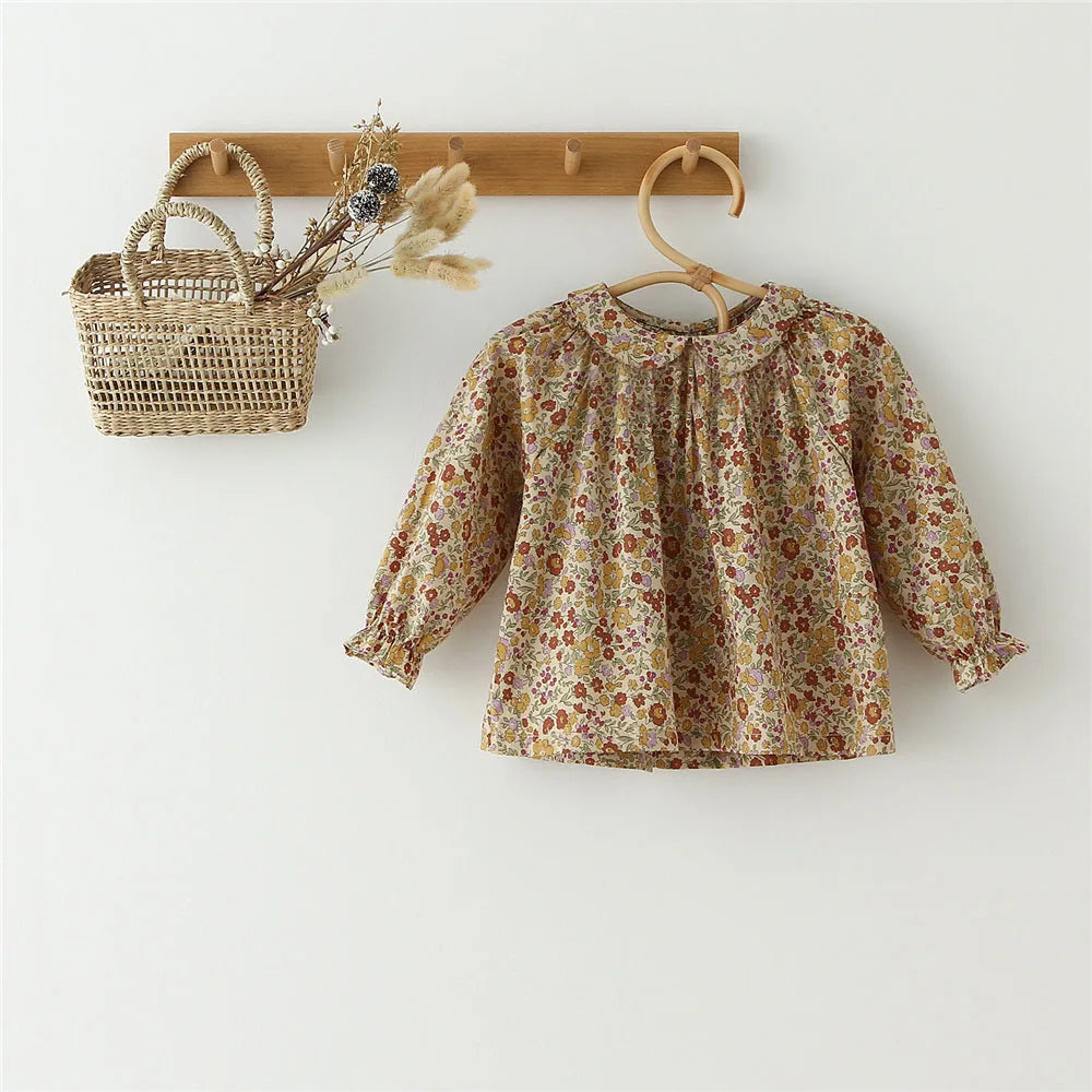 Fashion Baby Girl Dress Kids Clothes for Girls Long Sleeves Floral Blouse Dress for Girls Spring Summer Kids Dress for 0-6Y
